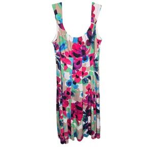 London Style Collection Dress Womens L Multicolor Floral Abstract Sleeveless